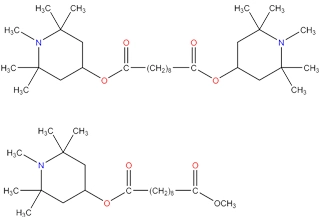 Bis(1,2,2,6,6-pentamethyl-4-piperidinyl)-sebacate 및 1-(메틸)-8-(1,2,2,6,6-pentamethyl-4-piperidinyl)-sebacate